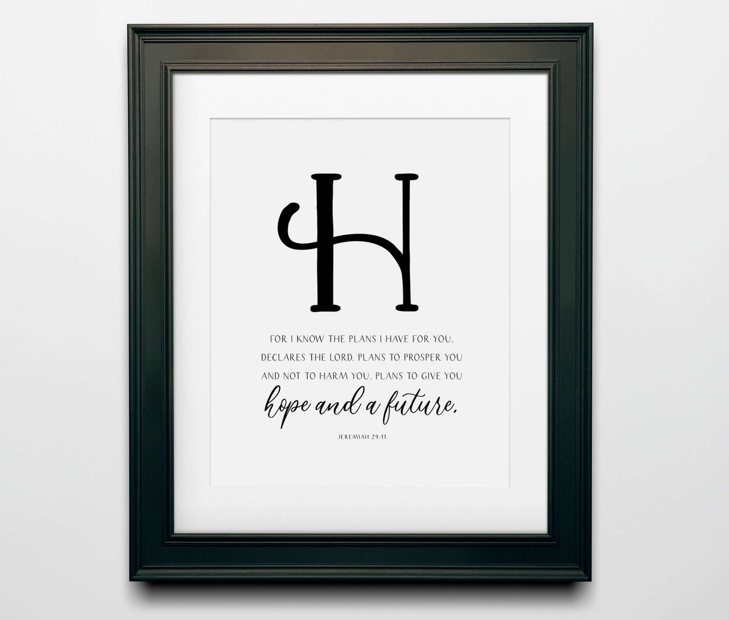 Hope Bible Verses Wall Decor featuring Jeremiah 29:11, framed 8x10 premium textured cardstock.