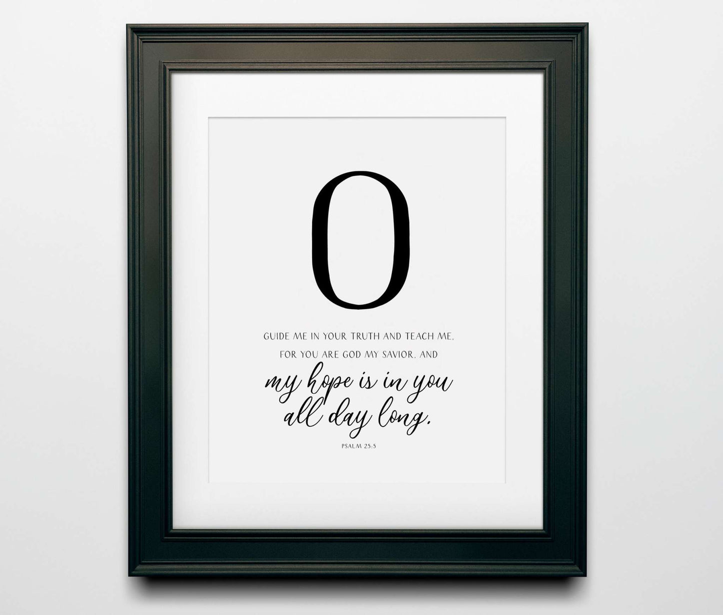 Hope Bible Verses Wall Decor with black frame featuring a "Hope" print and inspirational Bible verse.
