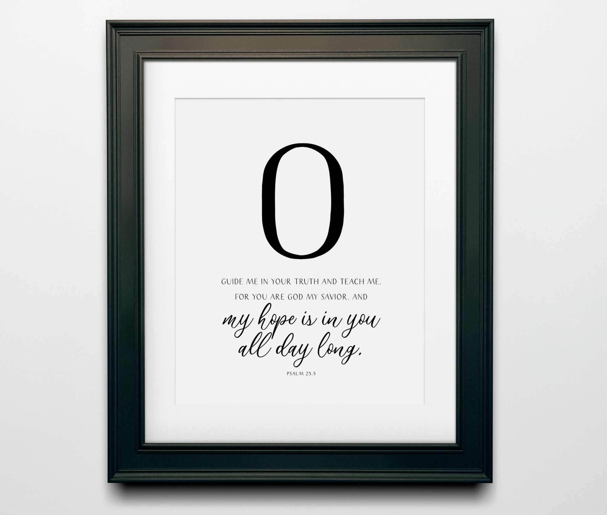 Hope Bible Verses Wall Decor with black frame featuring a "Hope" print and inspirational Bible verse.