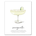 recipe cocktail art featuring  a glass of margarita and lime wedge on a white background