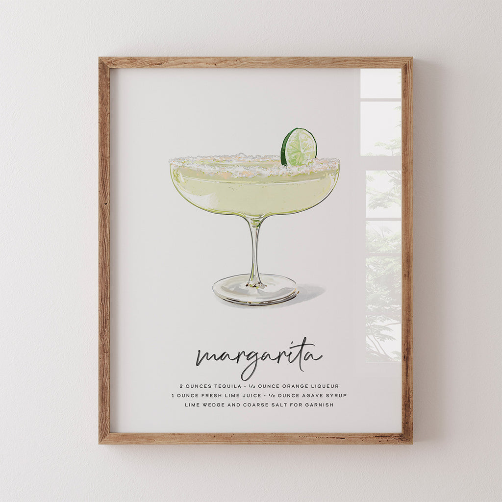 Margarita recipe art in a frame
