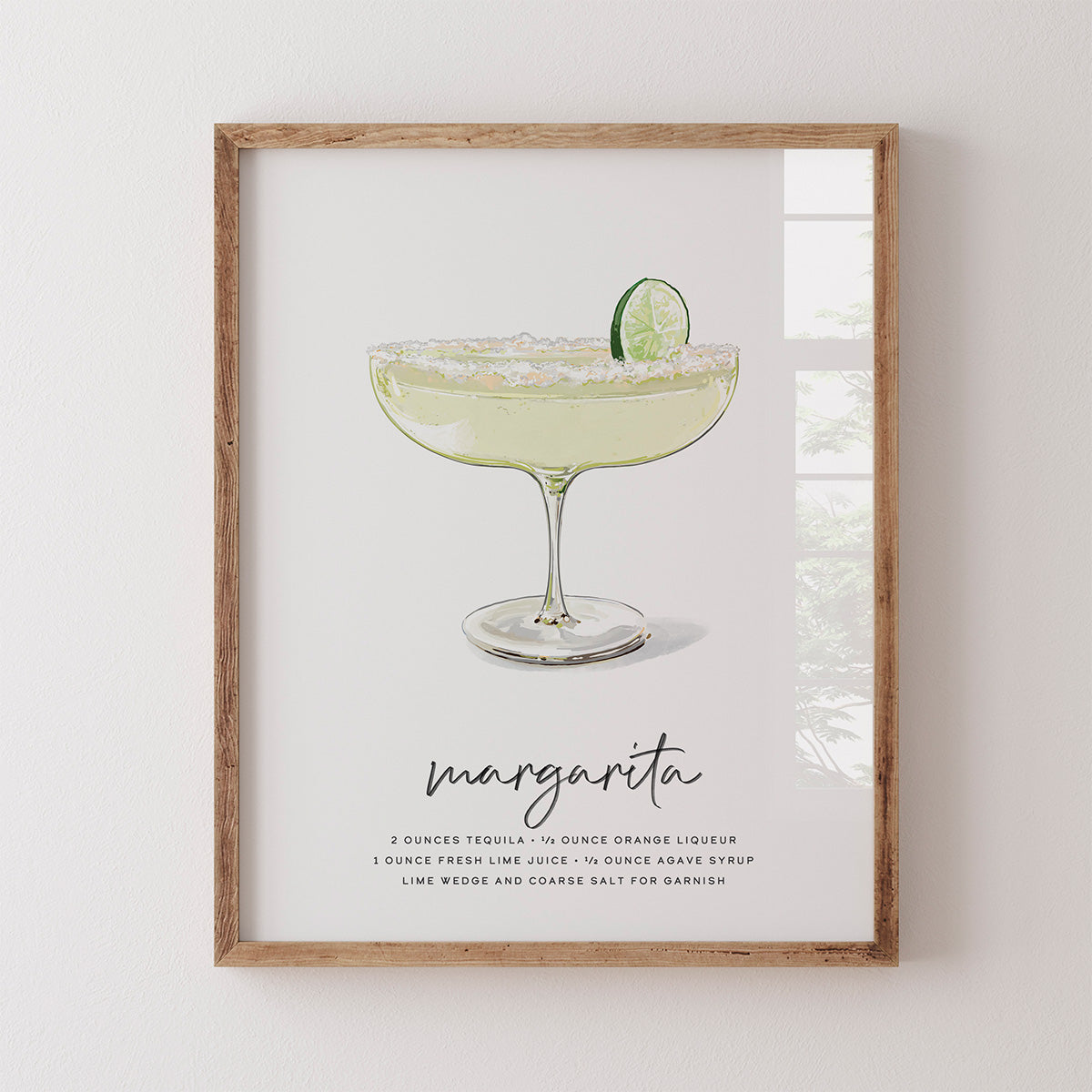 Margarita recipe art in a frame