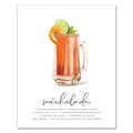 Michelada cocktail recipe wall art print for kitchen or home bar
