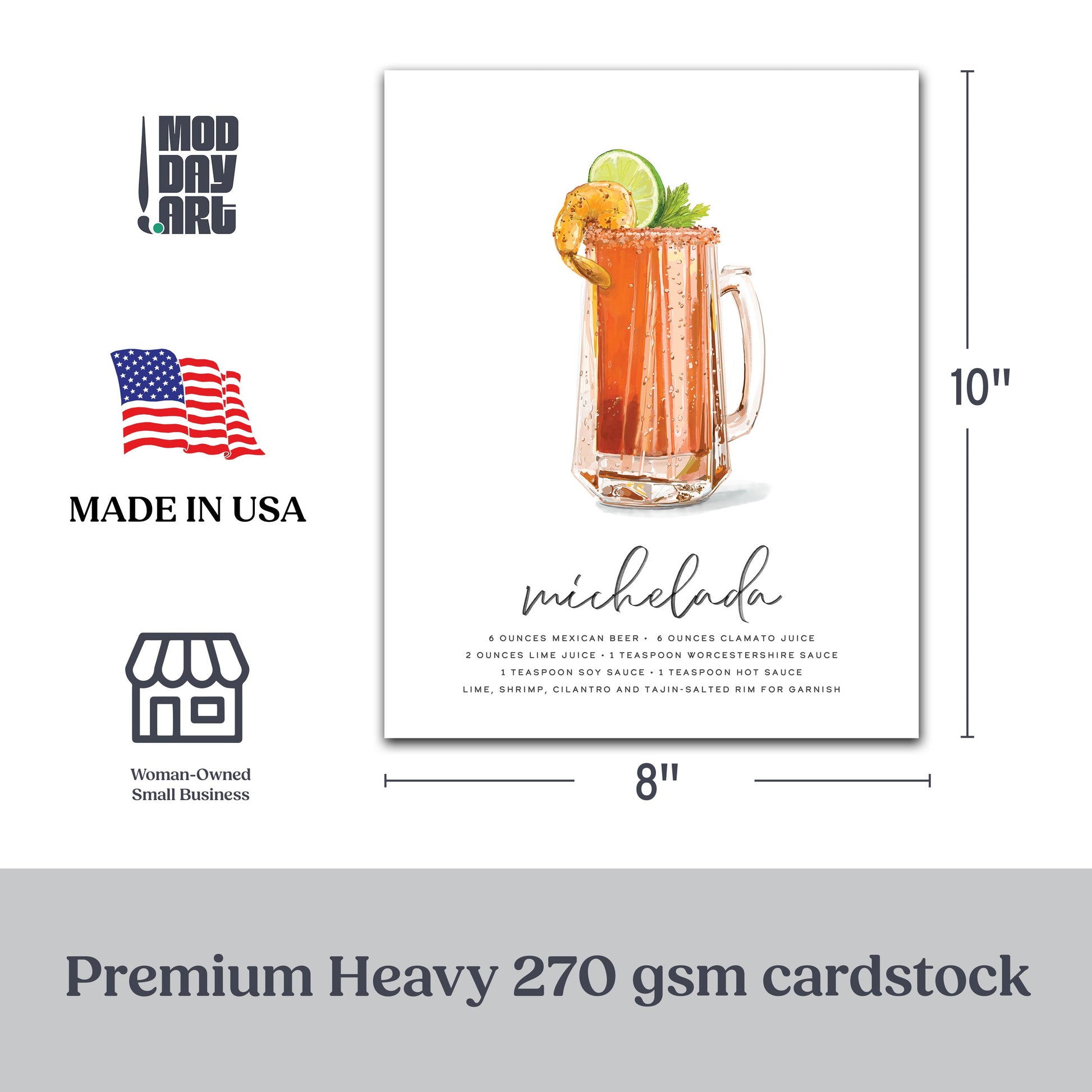 Michelada cocktail wall art inspired by Mexico City on premium cardstock.