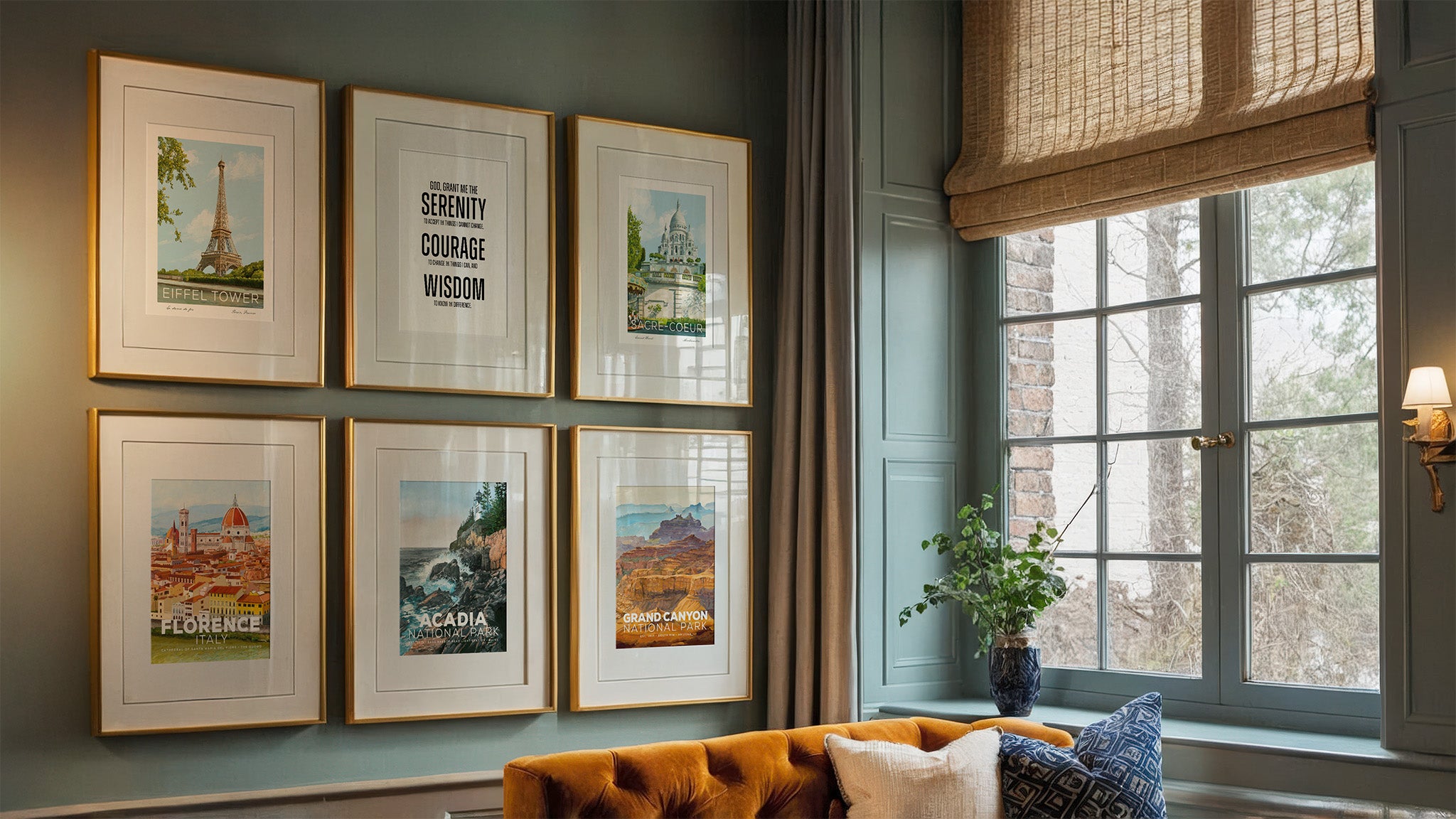 Mod Day Art illustrated wall art prints in Mid-century living space.
