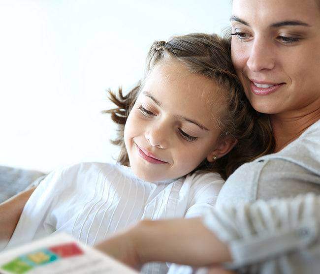 Mom and daughter memorizing scripture with ABC Scripture memory cards.