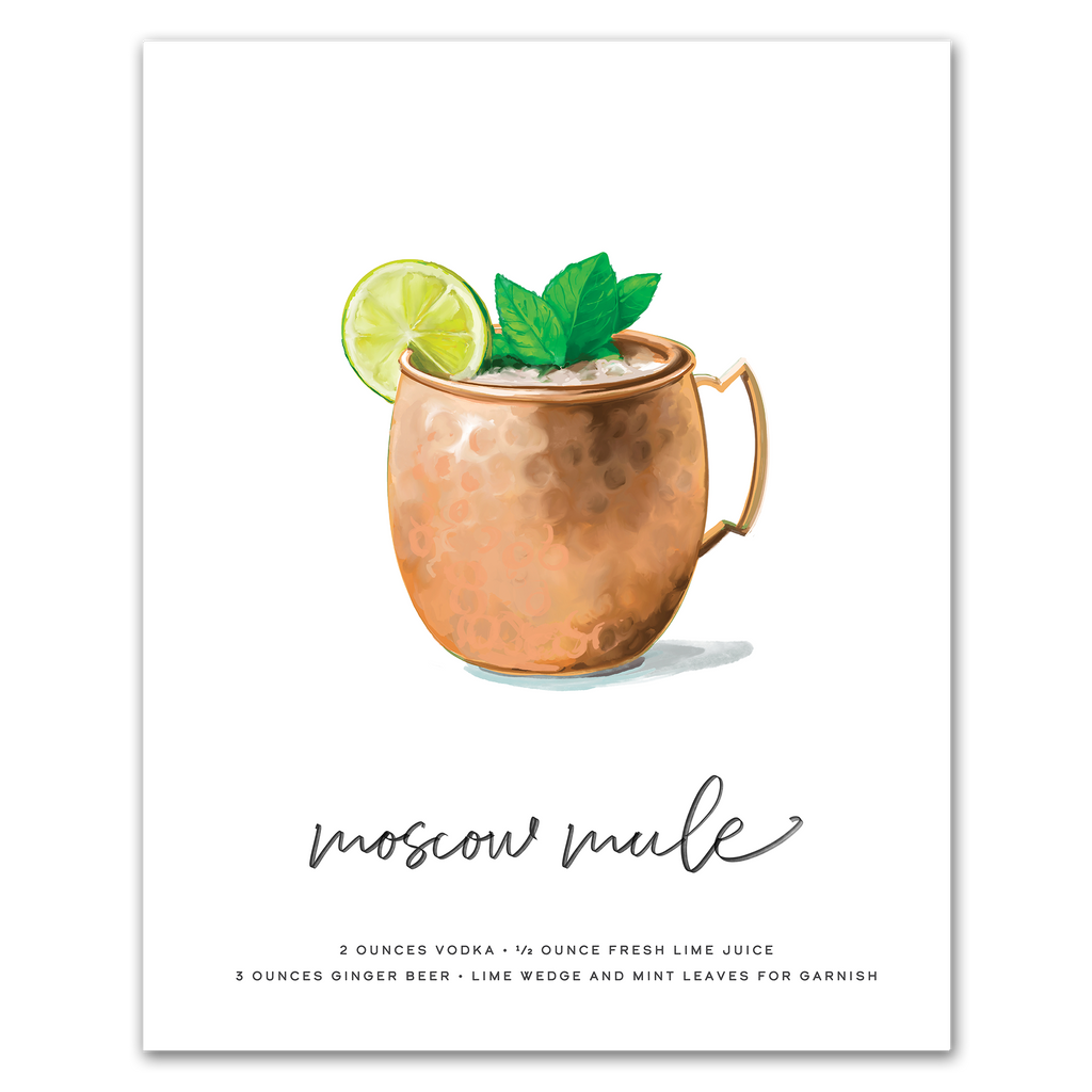Moscow Mule hand-drawn cocktail wall art