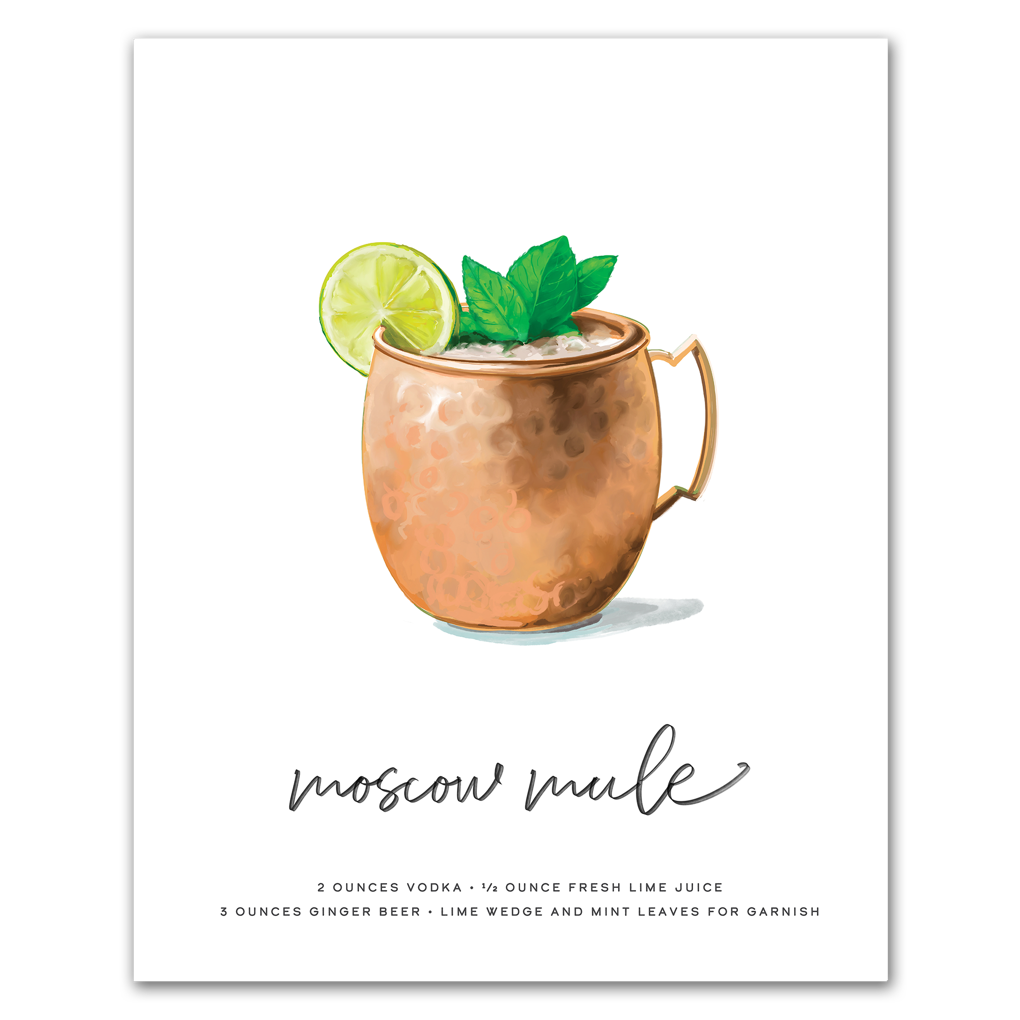 Moscow Mule hand-drawn cocktail wall art