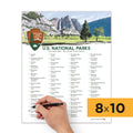 National Parks Checklist Poster 8x10 for tracking U.S. national parks visited.