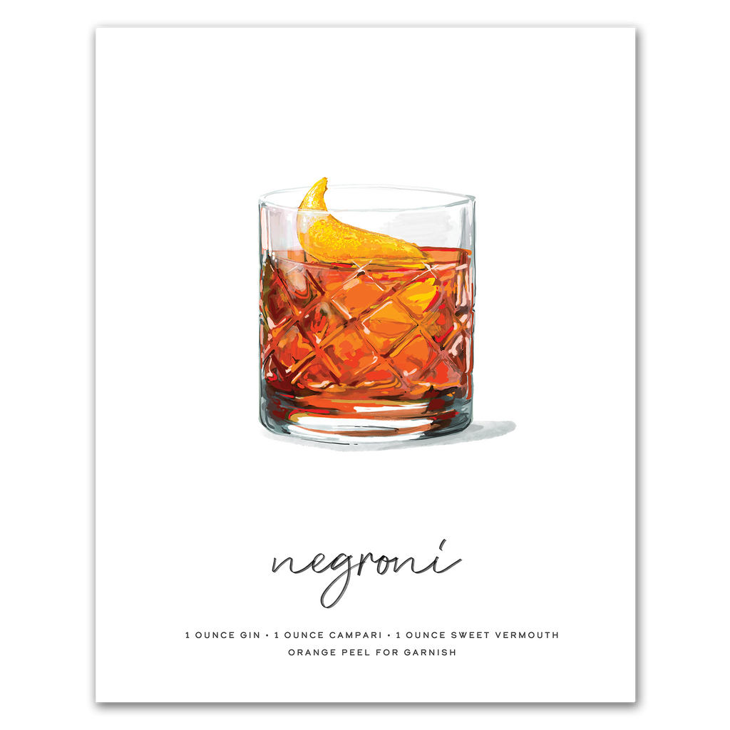 Negroni hand-drawn cocktail wall art