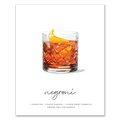 Negroni hand-drawn cocktail wall art