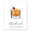 Old Fashioned bourbon cocktail wall art poster thumbnail, hand-drawn recipe illustration, 8x10 print