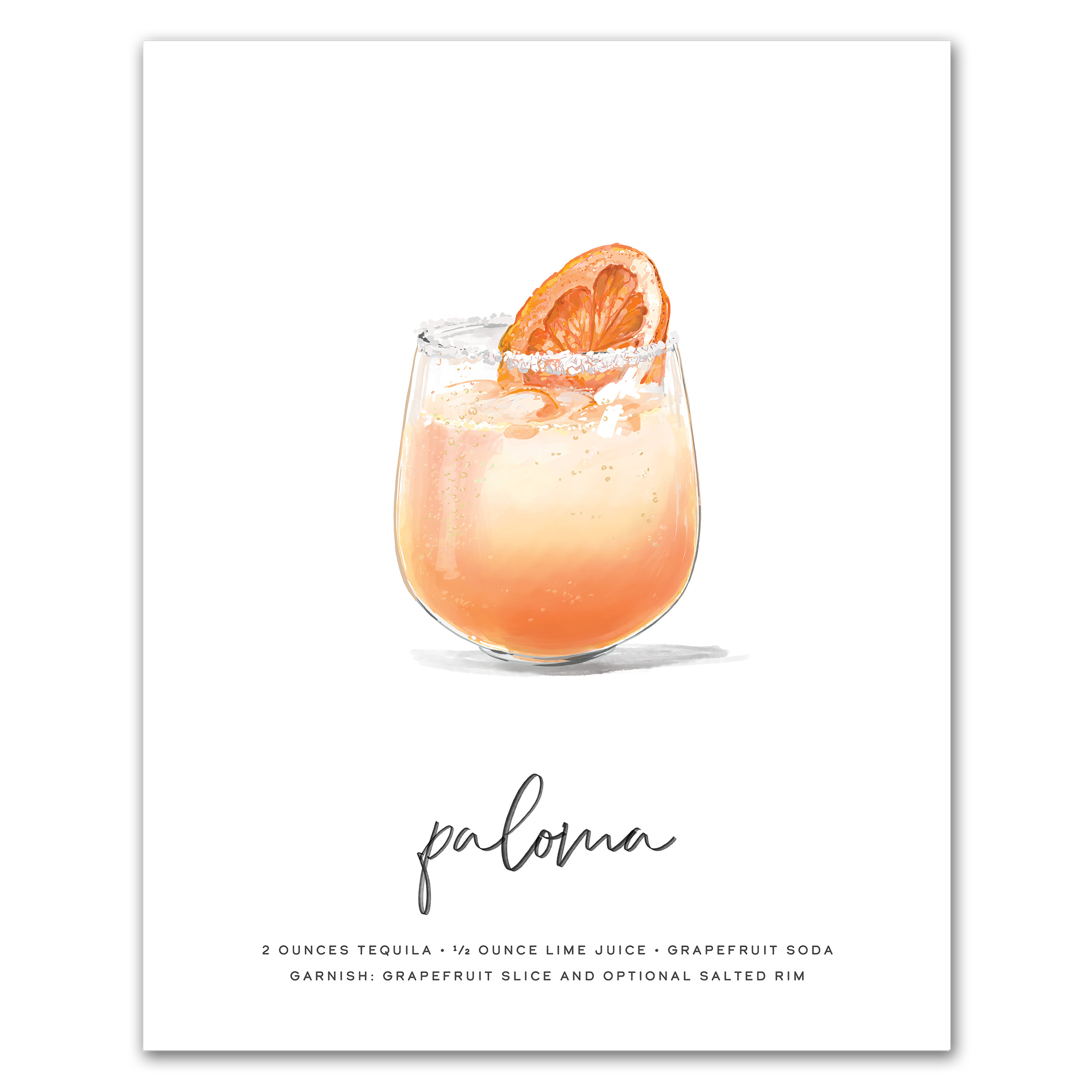 Paloma hand-drawn cocktail wall art