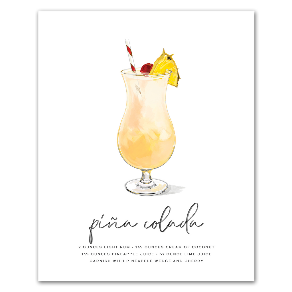 Pina Colada hand-drawn cocktail wall art