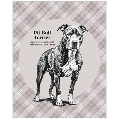 Pit Bull Drawing - A striking tribute to a powerful and loyal companion. Grey and plaid wall decor, perfect for an 8x10 feature image.