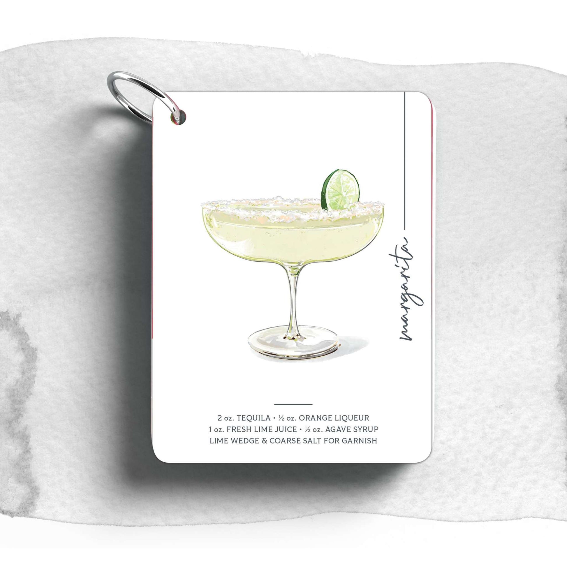 Product image of Illustrated Mixology Cocktail book cards showing Margarita cocktail art with ingredients