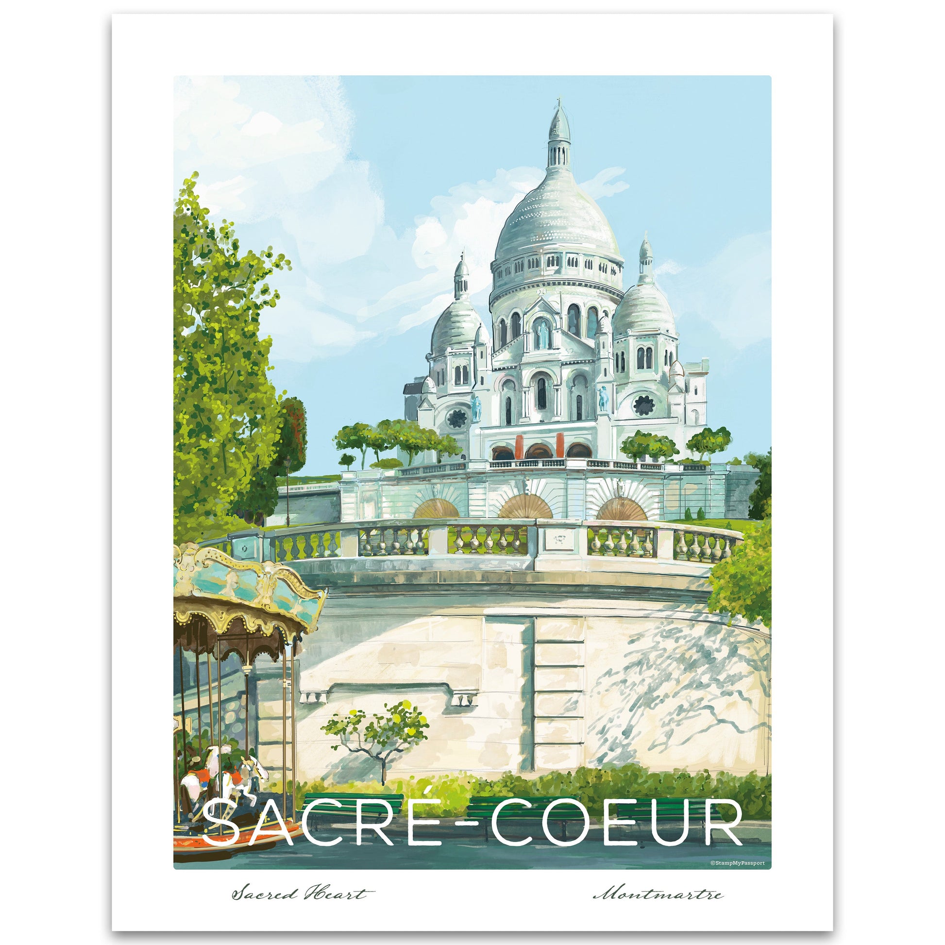 Sacré-Cœur Paris Wall Art featuring a detailed hand-drawn design, perfect for adding timeless Parisian charm to your home or office decor.