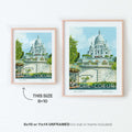 Sacre Couer art print featuring Montmartre illustration, available in 8x10 or 11x14 inches, unframed.