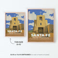 San Miguel Chapel poster, Santa Fe, vintage illustration, unframed, 8x10 or 11x14 inches.