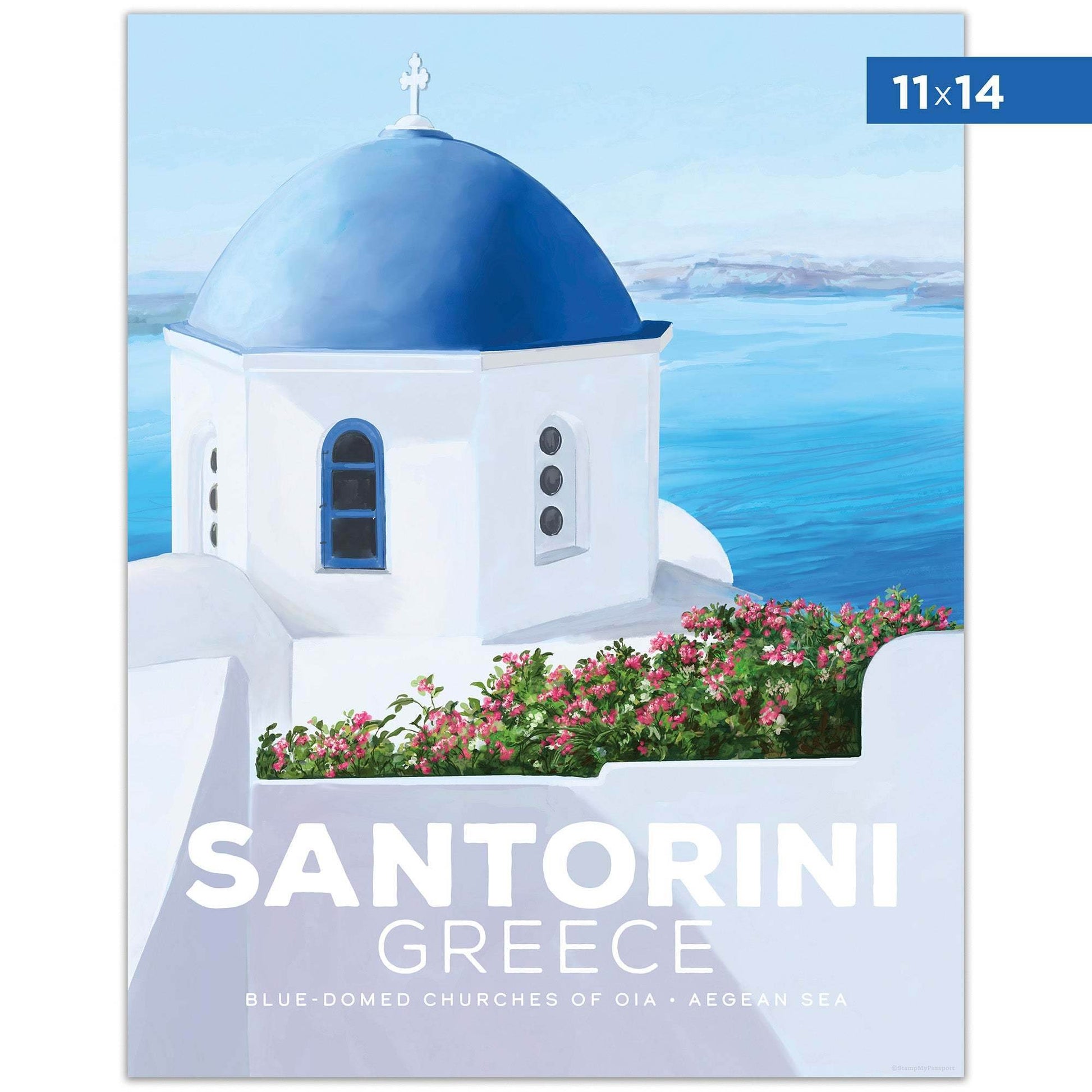 Santorini Blue Domes Art Print