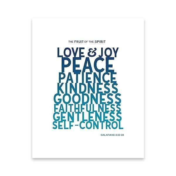Fruit of the Spirit Wall Art | Galatians 5:22-23 Poster, 8x10 Blue feature image