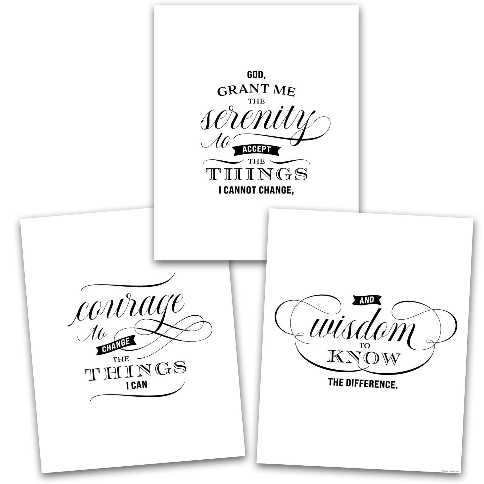 Serenity Prayer Wall Art - 3-Piece Inspirational Print Set - Modern Wall Decor Feature Image