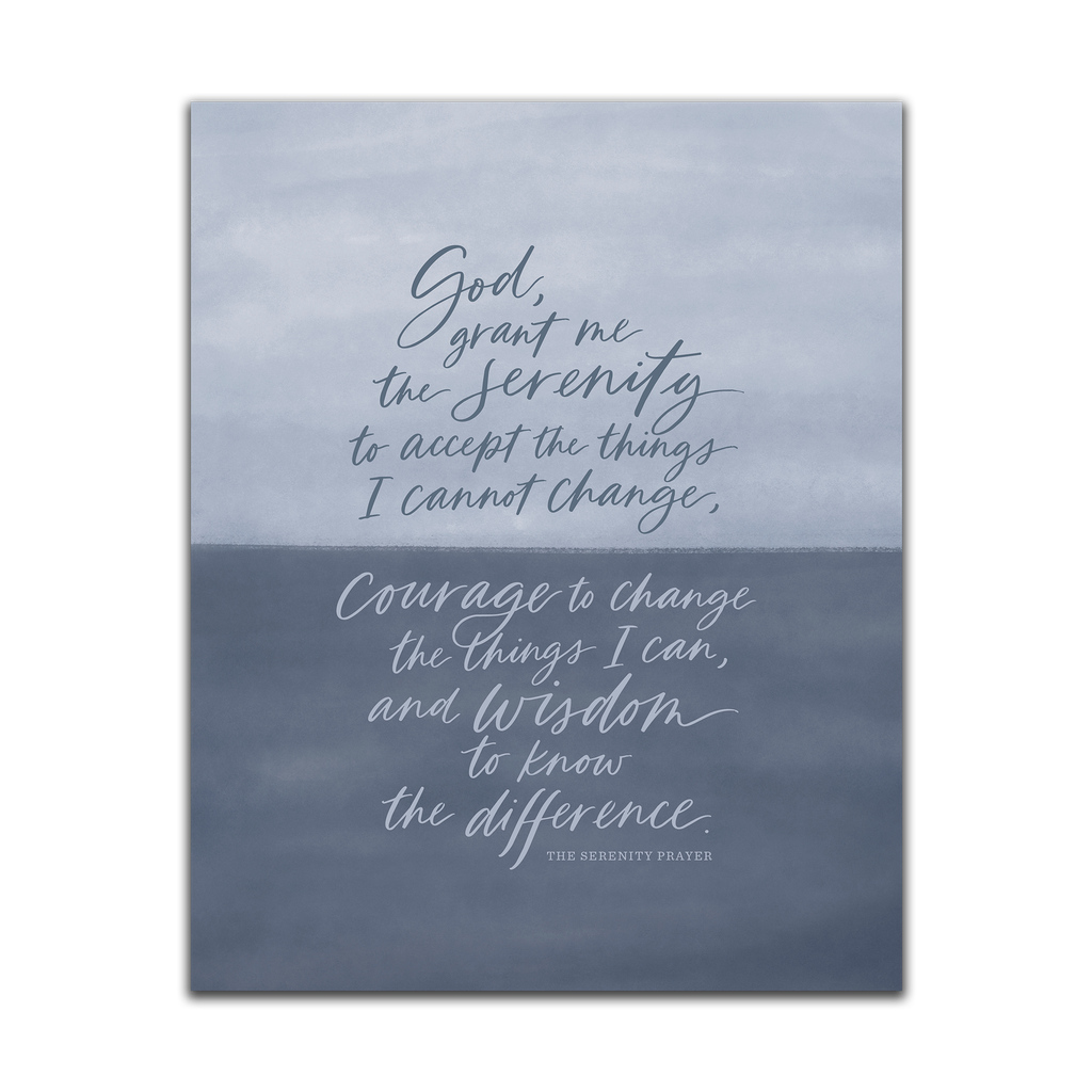 Serenity Prayer Wall Art on a blue gradient background