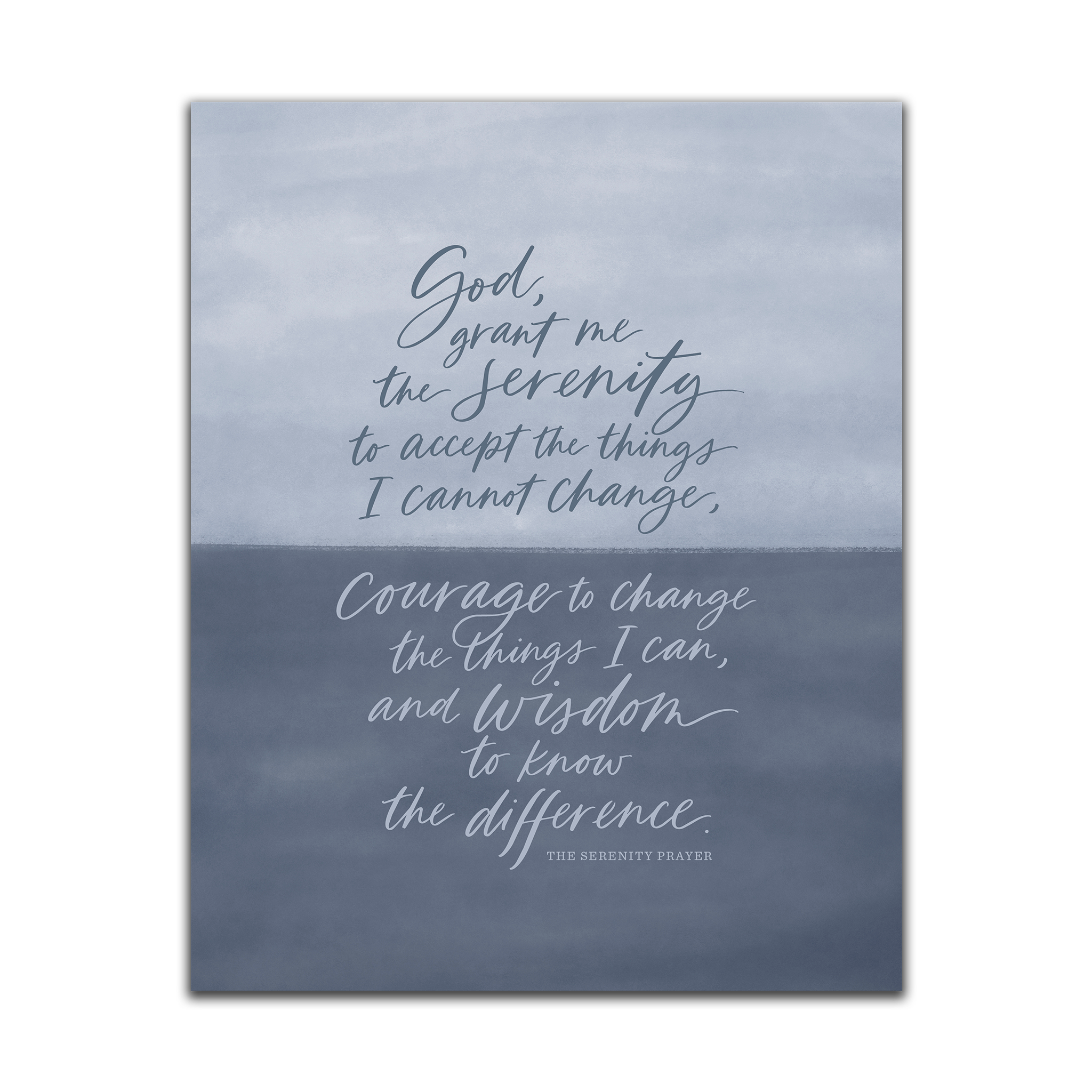 Serenity Prayer Wall Art on a blue gradient background