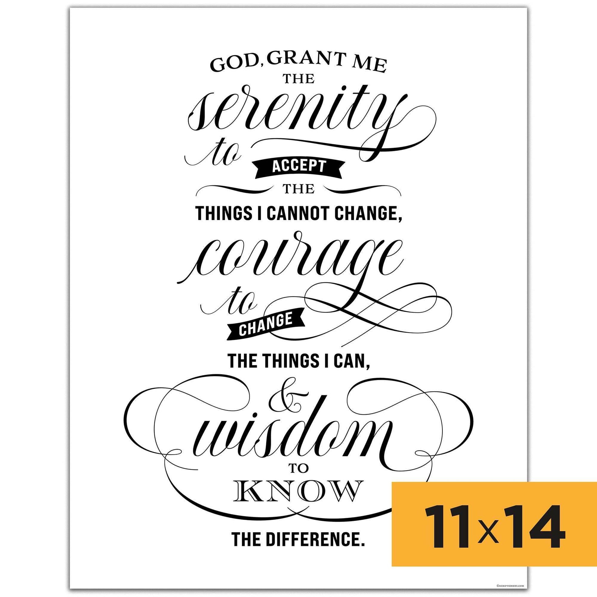 Serenity Prayer Wall Art Motivational Poster 11x14