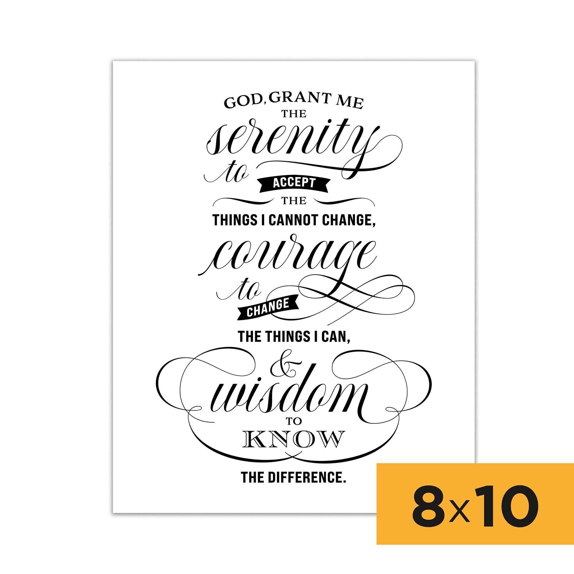 Serenity prayer wall art motivational poster 8x10