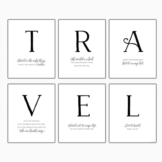 6-Piece Travel Quote Poster