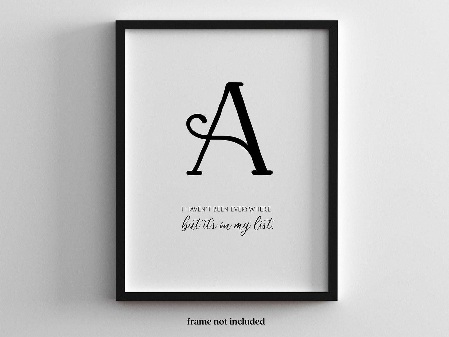 Motivational Wall Decor featuring a 6-piece Travel Quote Wall Art set. Close-up image showcasing the letter ‘A’ with an inspiring travel quote.