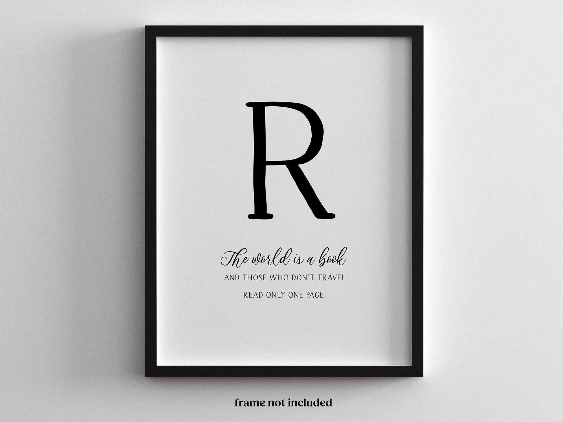 Motivational Wall Decor featuring a 6-piece Travel Quote Wall Art set. Close-up image showcasing the letter ‘R’ with an inspiring travel quote.