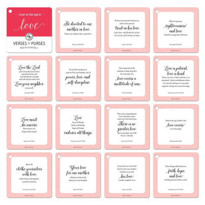 Detail image showing all Fruit of the Spirit Bible Verse Cards - Love Scripture Cards