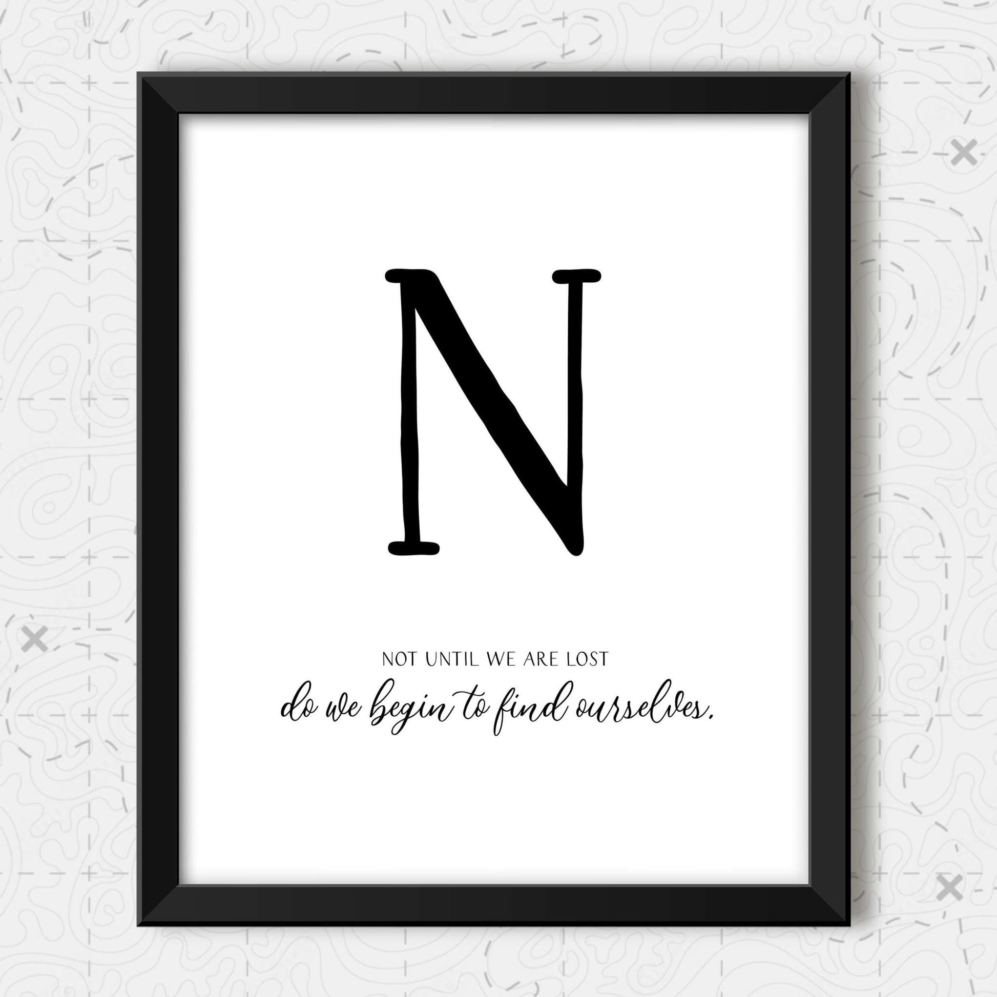 Wander Quotes Wall Art detail of the letter "N".