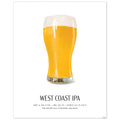 West Coast IPA Beer Poster – Illustrated Craft Beer Wall Art (8x10, Unframed)