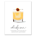 Whisky Sour cocktail recipe wall art print for kitchen or home bar