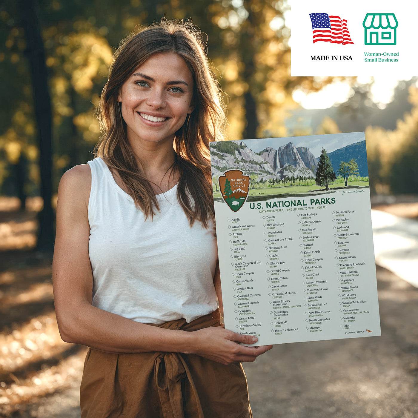 National parks bucket list checklist poster wall art for adventure lovers