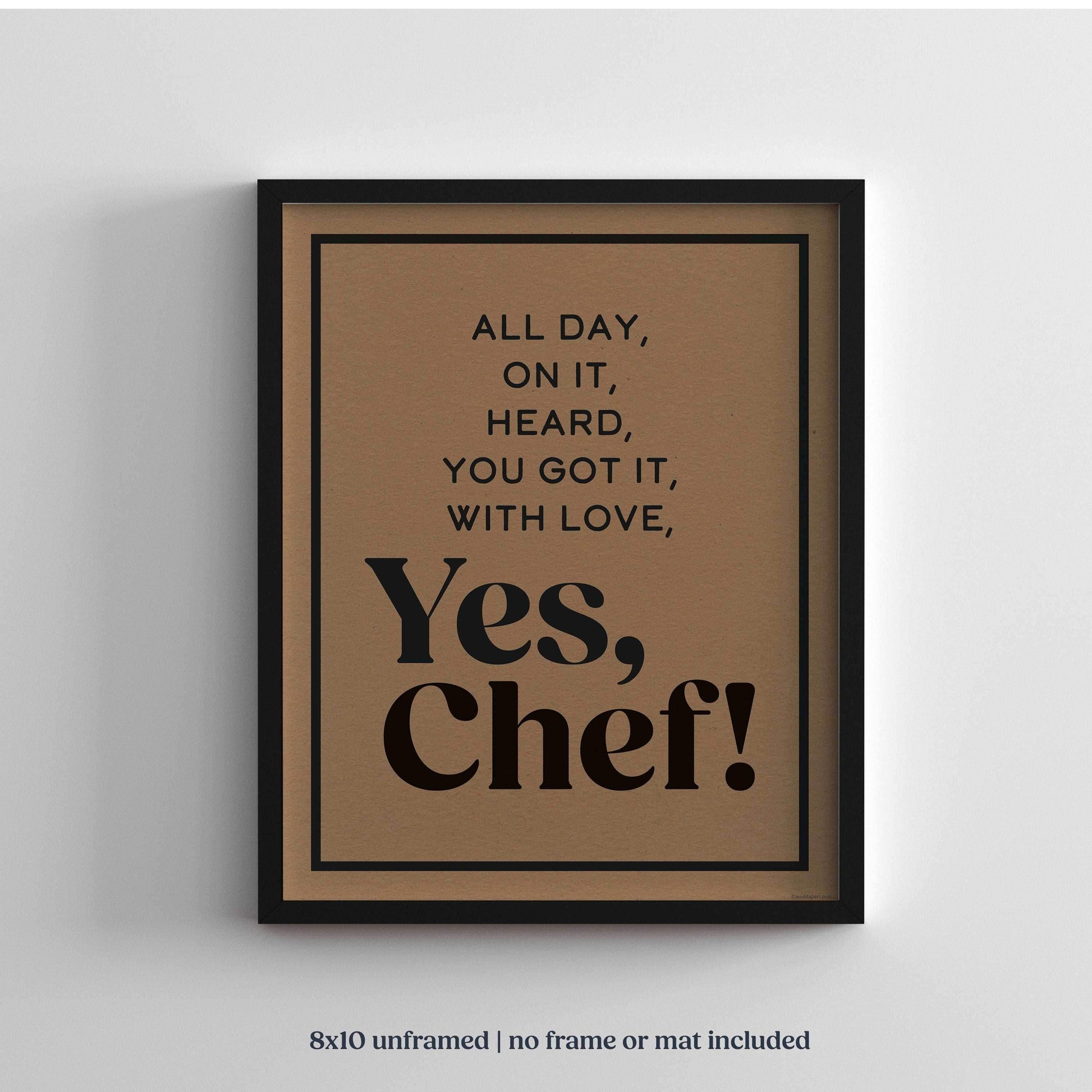 Yes Chef fun kitchen artwork