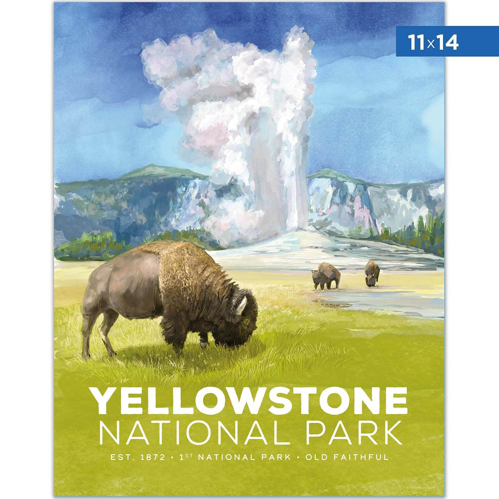 Yellowstone national park poster 8x10 inch unframed