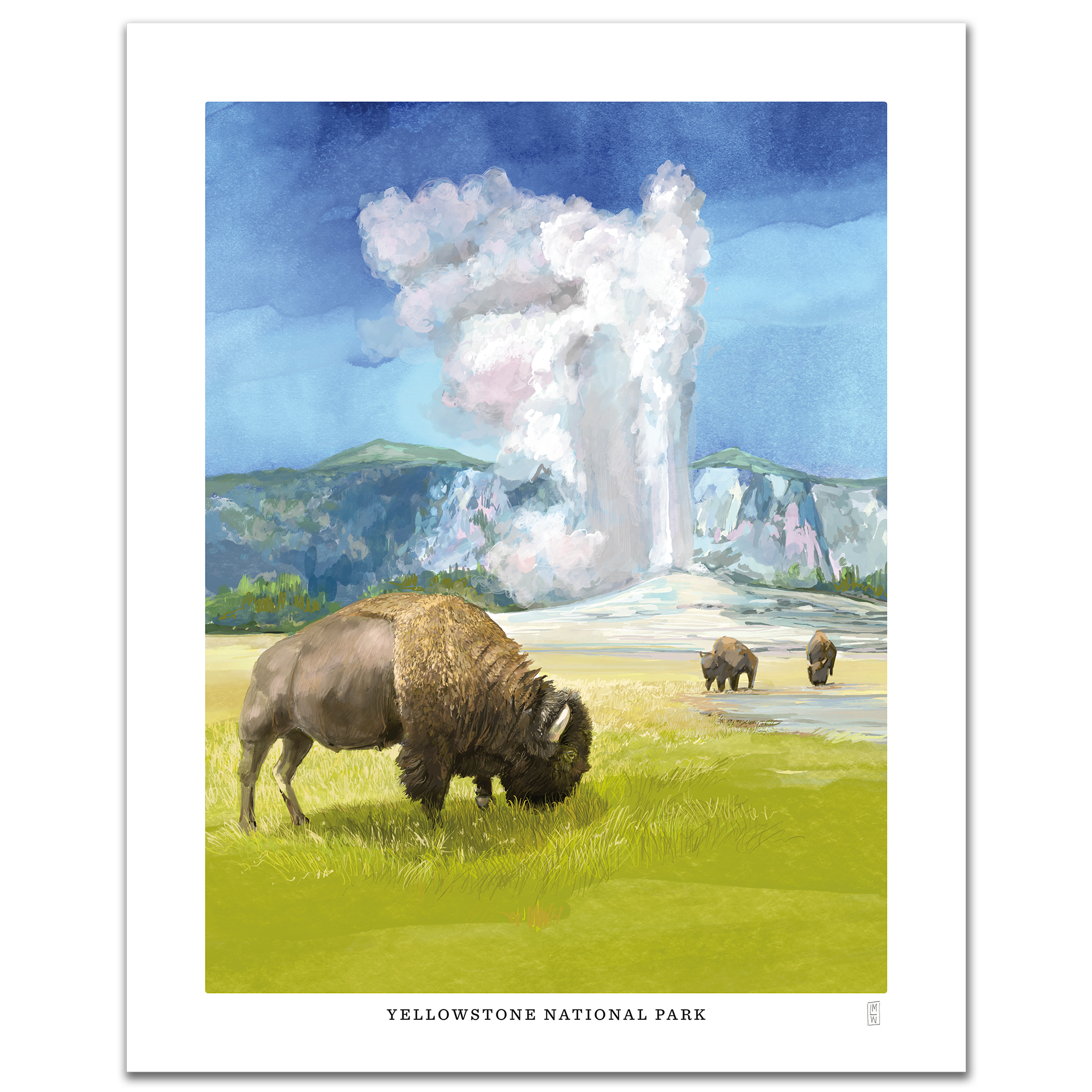 Yellowstone National Park art print hand-signed by the artist