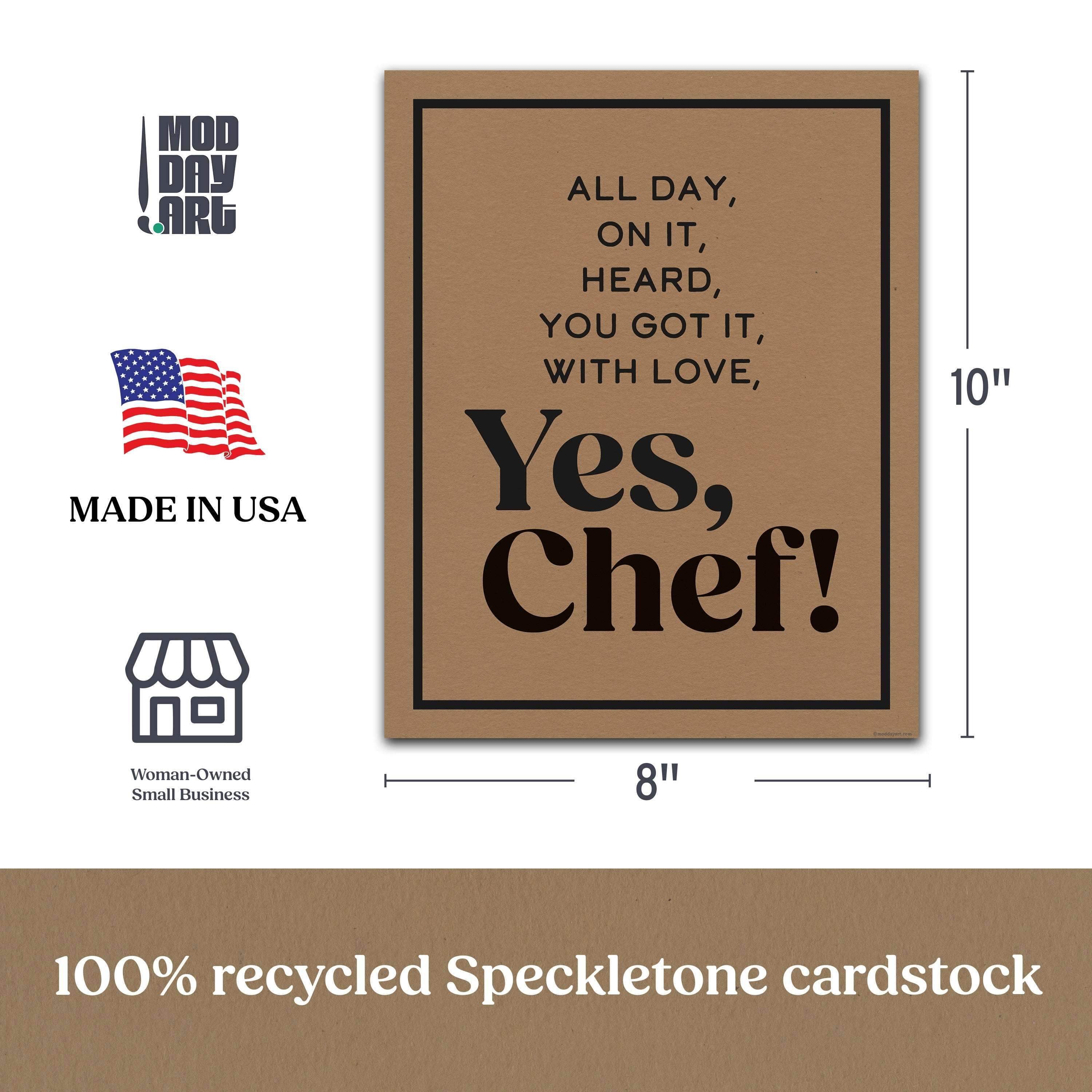 Yes Chef kitchen sign dimension chart