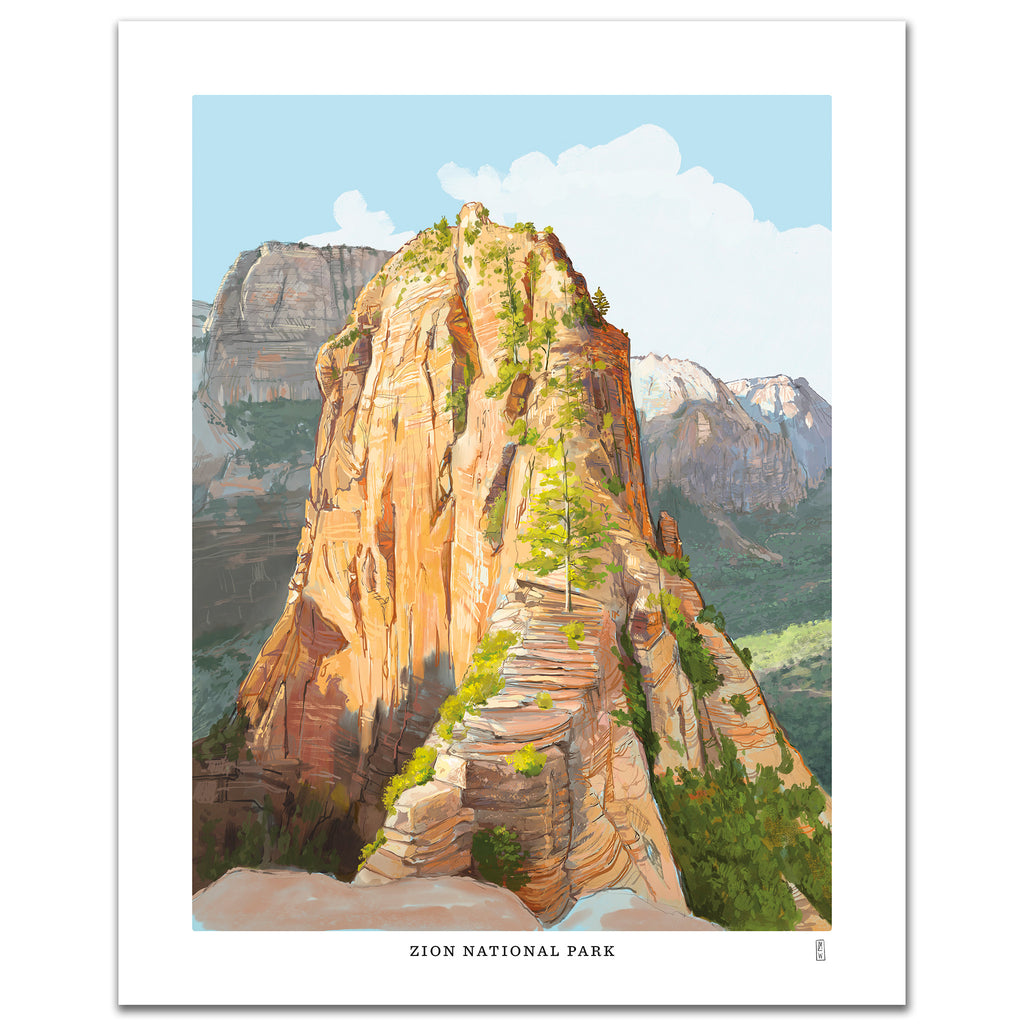 Hand-signed print of Angels Landing in Zion National Park