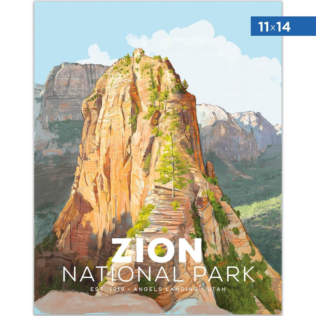 Zion National Park 11x14 Poster for adventure decor