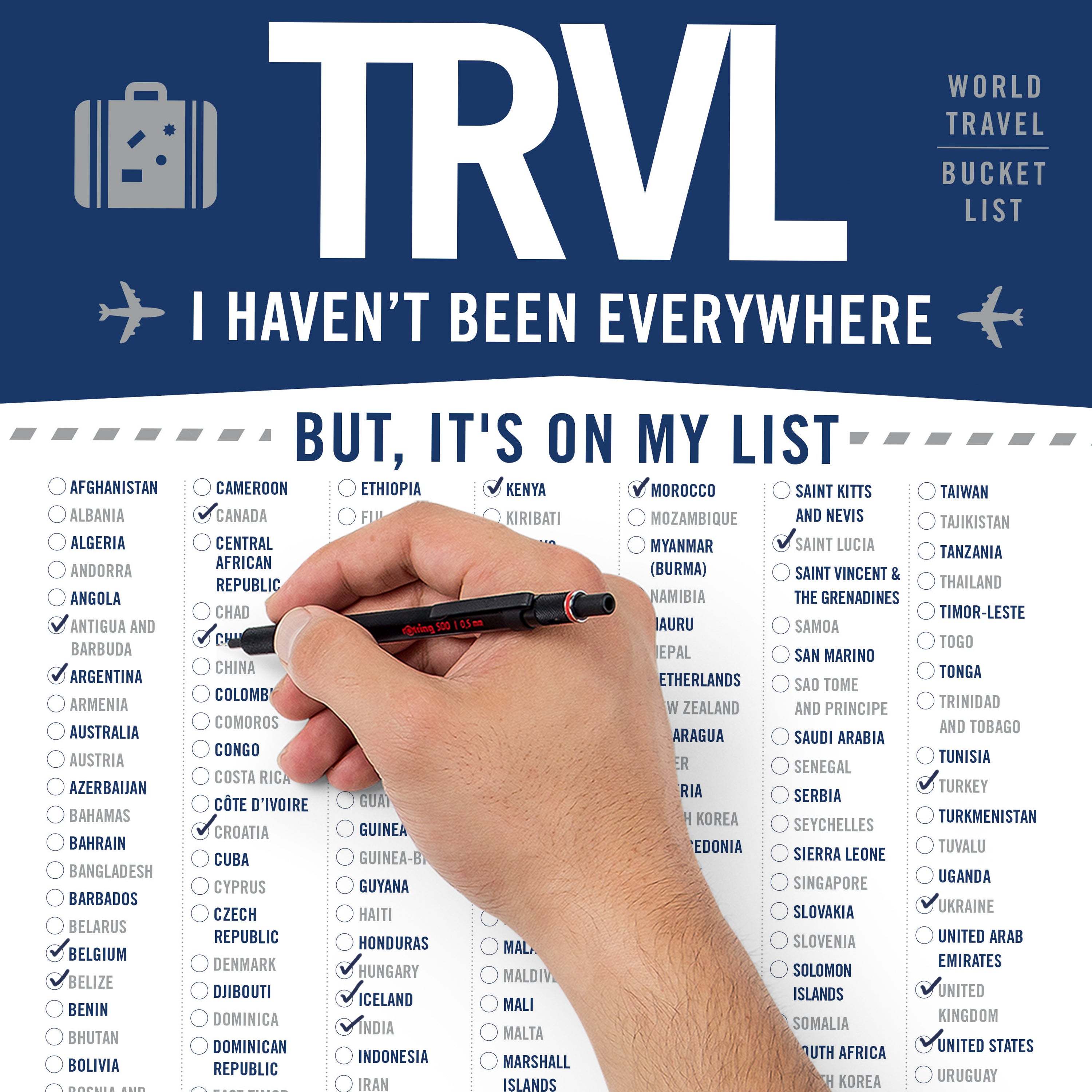 “I Haven’t Been Everywhere, But It’s On My List” Travel Bucket List Print